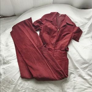 Vintage 1970s Burnt Red Corduroy Jumpsuit